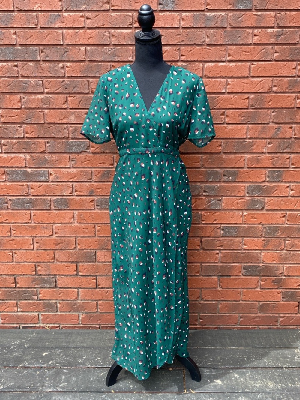 Bardot Green V-Neck Maxi Wrap Dress S